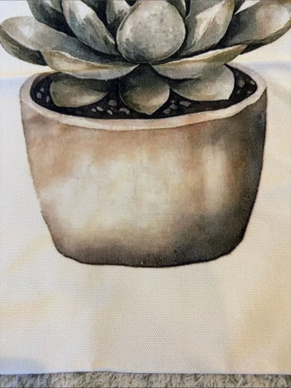 Desert Cactus Echeveria Succulent Cotton Canvas Tote Bag NWT 15.50x14”
